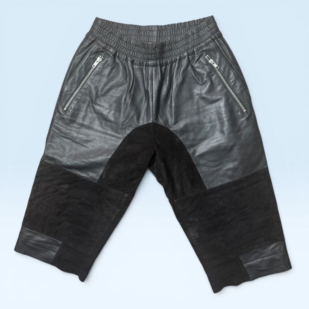 OAK Surface to Air BMX Leather Shorts Black Lamb Nappa Moto Drop Crotch Size S